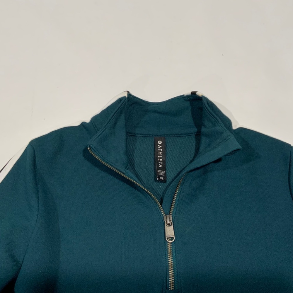 Athleta Oceanic Teal Crosstown Track Long Sleeve Sweatshirt Dress - Picture 5 of 8
